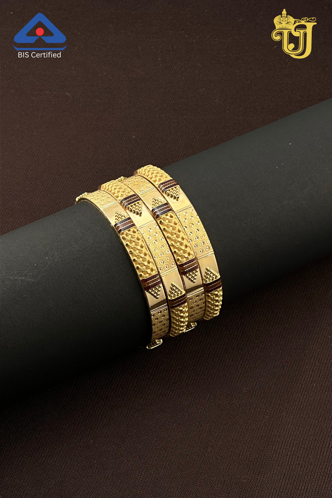 Heritage Geometric Gold Bangle Set