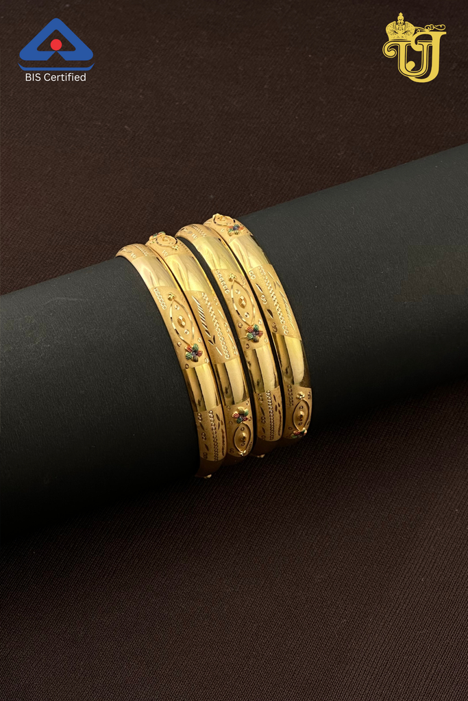 Classic Floral Polished Bangle Set