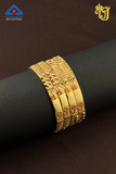 Golden Bloom Textured Bangle Set