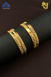 Golden Bloom Textured Bangle Set
