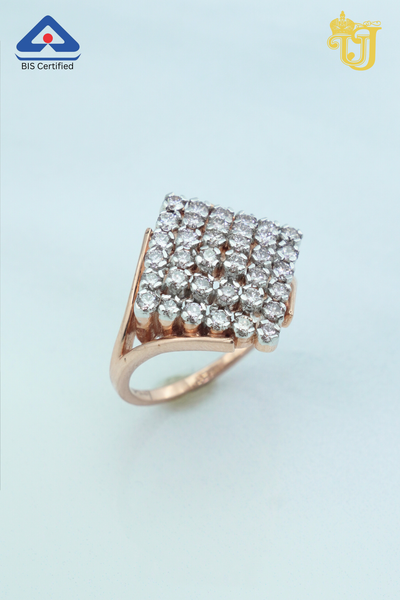 Geometric Diamond Shield Ring