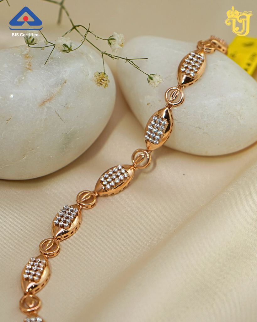 Ornate Petal Rose Gold Pave Bracelet