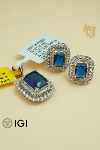 The Empress Blue Emerald Pendant Set