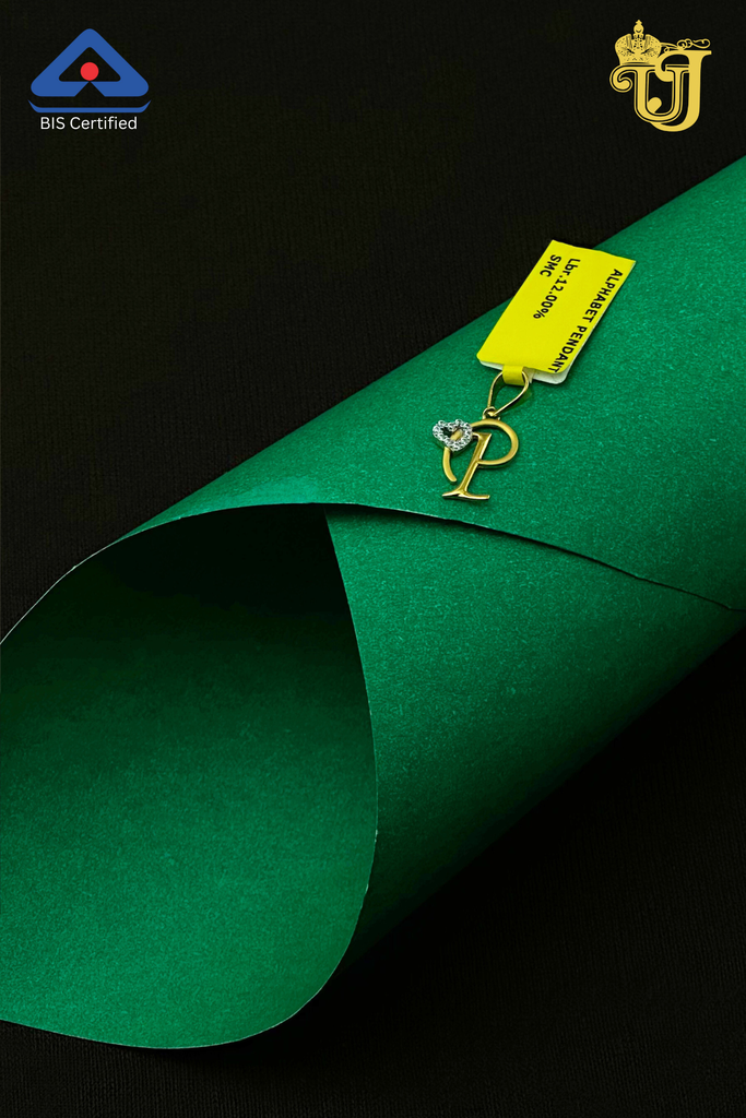 Letter 'P' Alphabet Pendant with Heart Motif