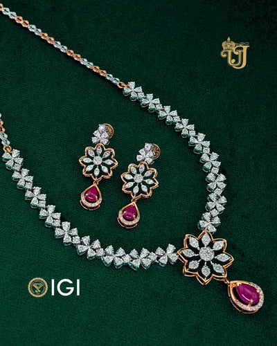 Ruby Floral Radiance Necklace Set