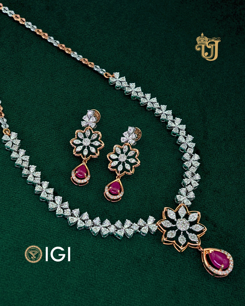 Ruby Floral Radiance Necklace Set