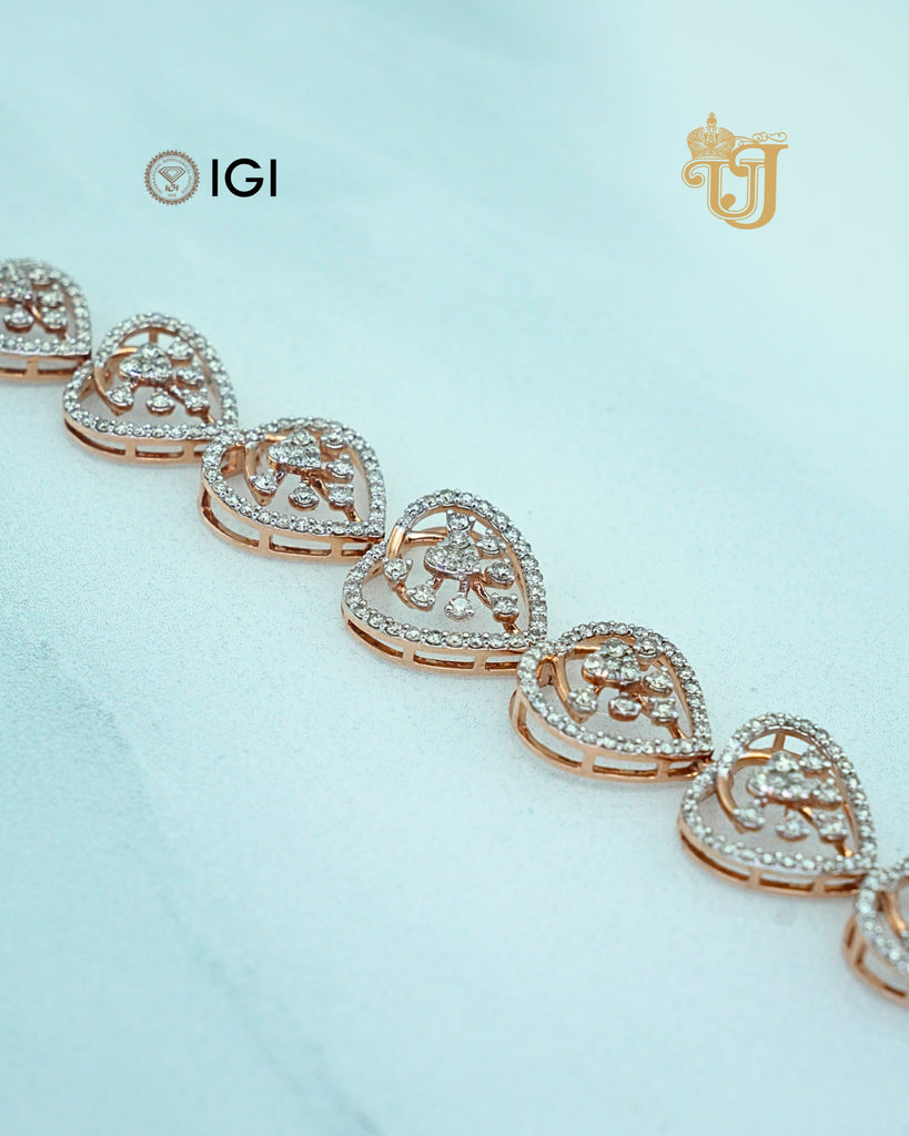 The Radiant Rose Heart Link Bracelet