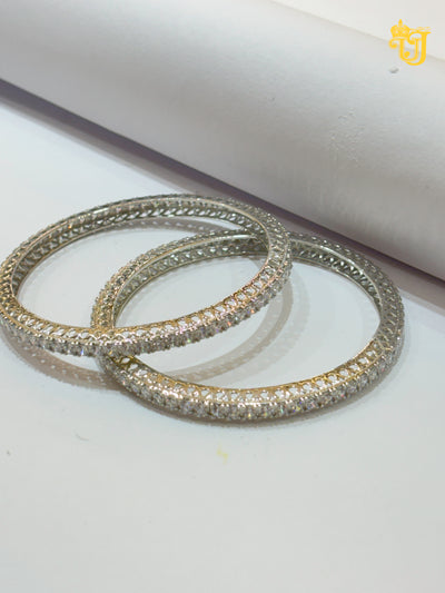 Silver Frost Crystal Bangles
