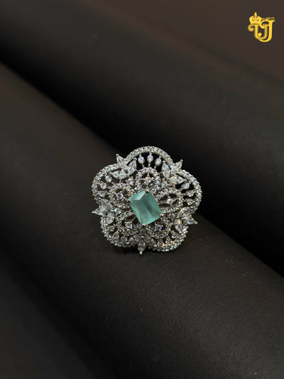 Silver Petal Mint Ring