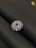 Emerald Heart & Ruby Petal Ring