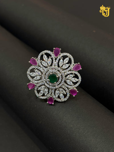 Emerald Heart & Ruby Petal Ring