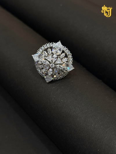 Prismatic Silver Sunburst Ring
