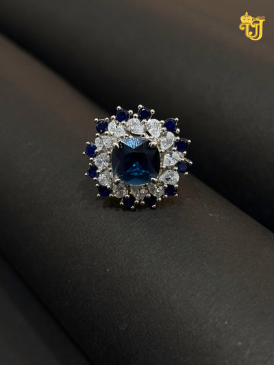 Midnight Blossom Silver Ring