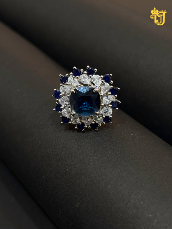 Midnight Blossom Silver Ring