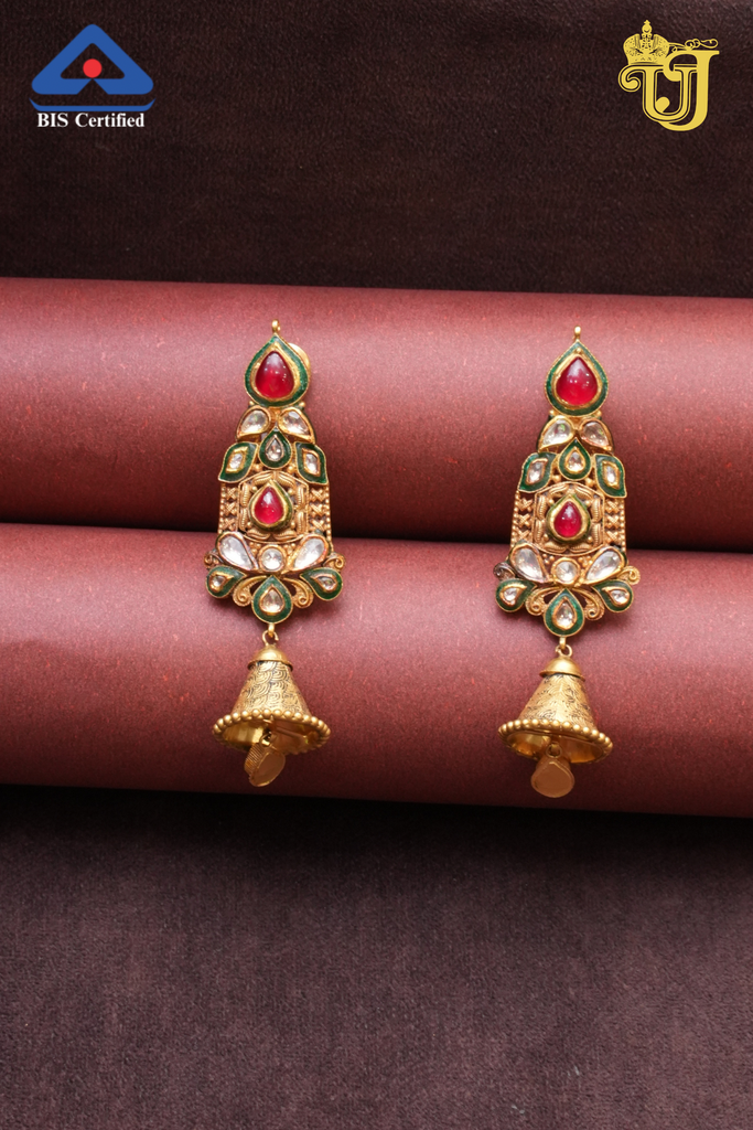 Geometric Blush Kundan Jhumki