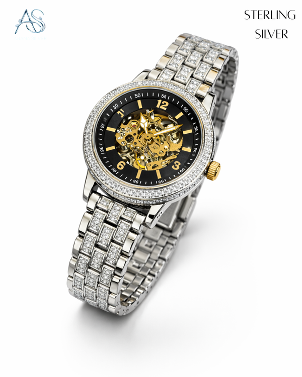 Midnight Vault Silver Skeleton Men's Watch