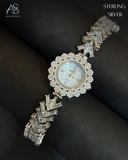 Crystal Petal Elegance Silver Ladies Watch
