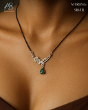 Aarna Green Elegance Silver Mangalsutra