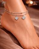 Sparkling Square-Charm Anklet