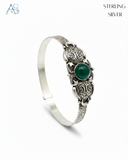 Emerald Charm Sterling Silver Ladies Bracelet