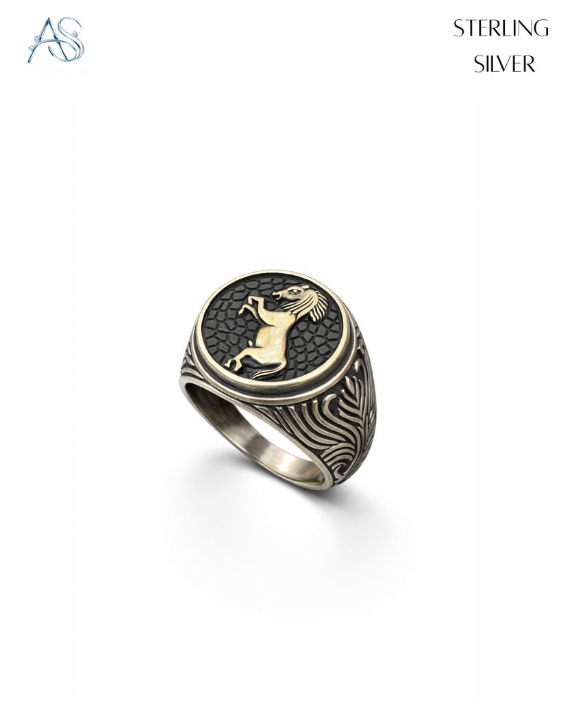 Silver Spirit Horse Signet Ring