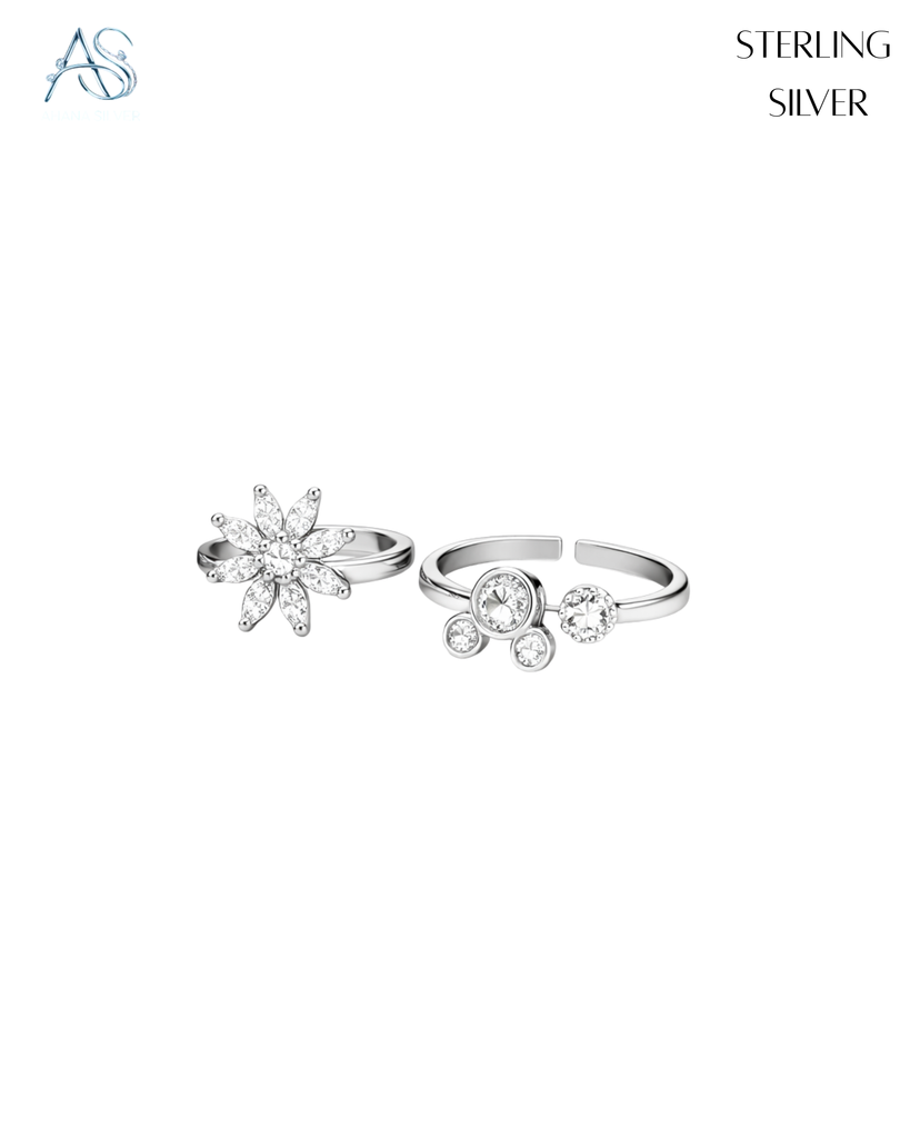 Trendy Floral Charm Toe Rings