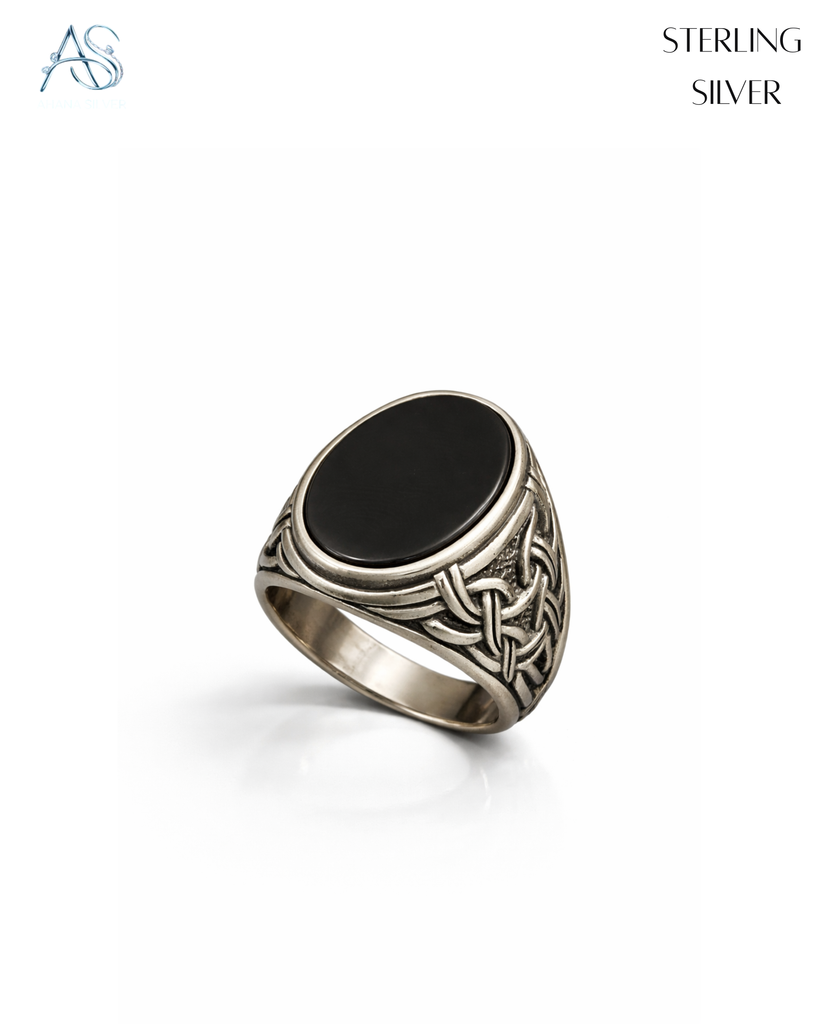 Office-Style Black Signet Ring