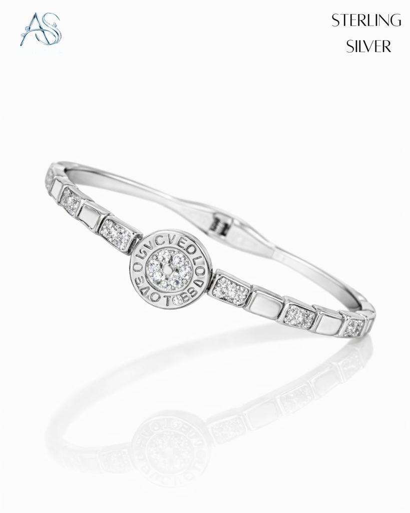 Love Circle Sterling Silver Ladies Bracelet