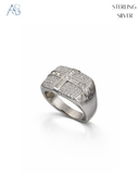 Sterling Silver Grid Cross Ring