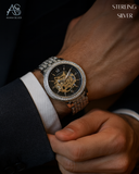 Midnight Vault Silver Skeleton Men's Watch