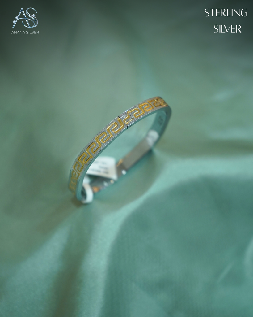 The Greek Pattern Silver Gent's Kada