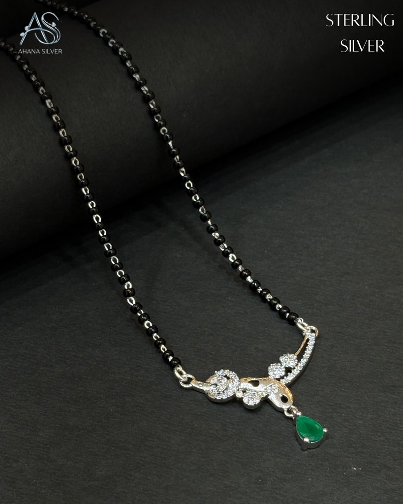 Aarna Green Elegance Silver Mangalsutra