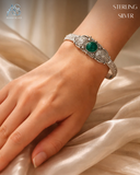 Emerald Charm Sterling Silver Ladies Bracelet