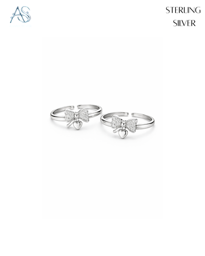 Sparkling Bow Heart Rings