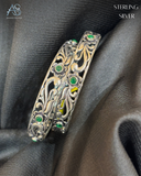 The Emerald-Leaf Silver Ladies Kada