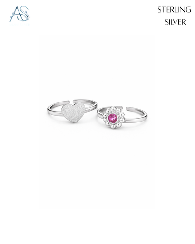 Heart & Ruby-Pink Sunburst Toe Rings