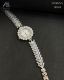 Crystal Petal Elegance Silver Ladies Watch