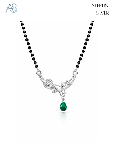 Aarna Green Elegance Silver Mangalsutra