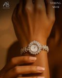 Crystal Petal Elegance Silver Ladies Watch