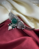 Emerald Charm Sterling Silver Ladies Bracelet
