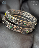 The Emerald-Leaf Silver Ladies Kada