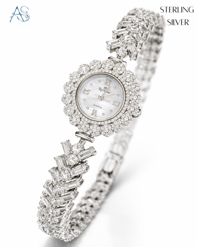 Crystal Petal Elegance Silver Ladies Watch