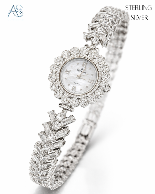 Crystal Petal Elegance Silver Ladies Watch