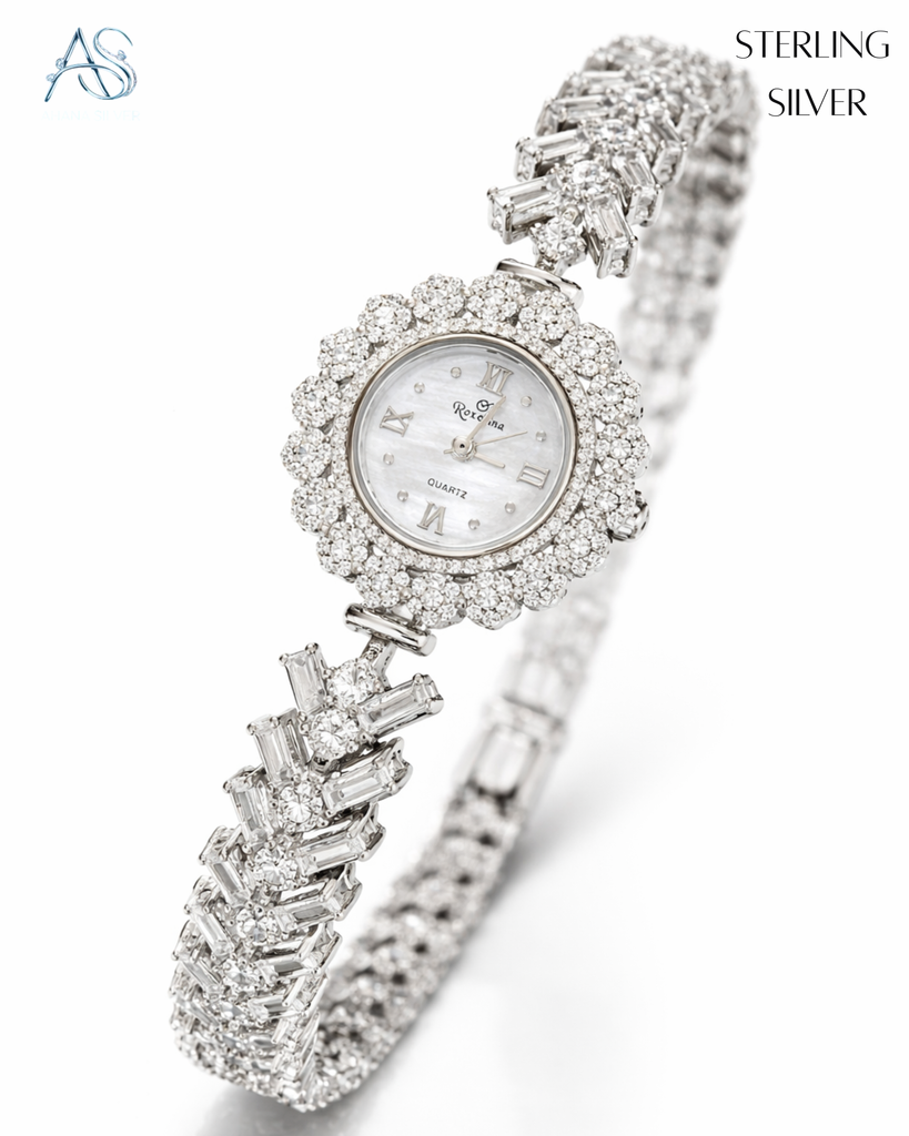 Crystal Petal Elegance Silver Ladies Watch