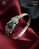 Emerald Charm Sterling Silver Ladies Bracelet