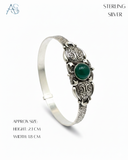 Emerald Charm Sterling Silver Ladies Bracelet