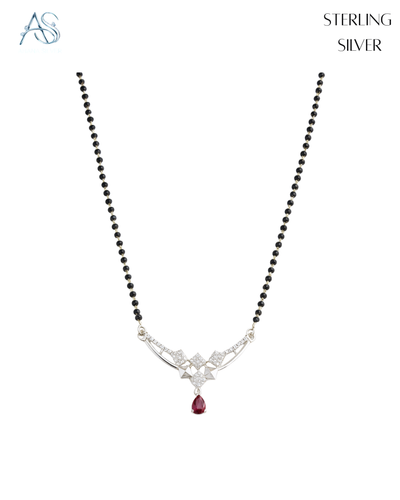 Crimson Arc Silver Mangalsutra