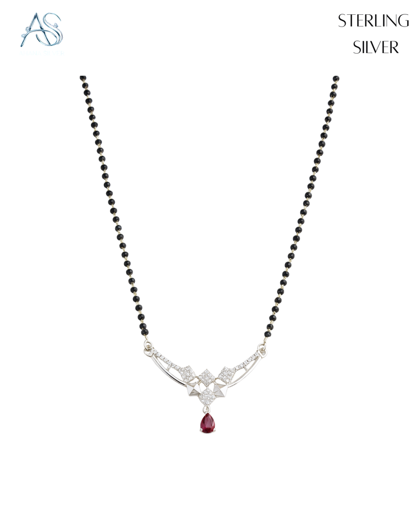 Crimson Arc Silver Mangalsutra