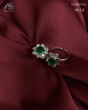 Green Stone Floral Toe Rings