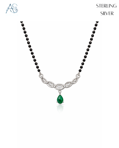Emerald Infinity Weave Silver Mangalsutra